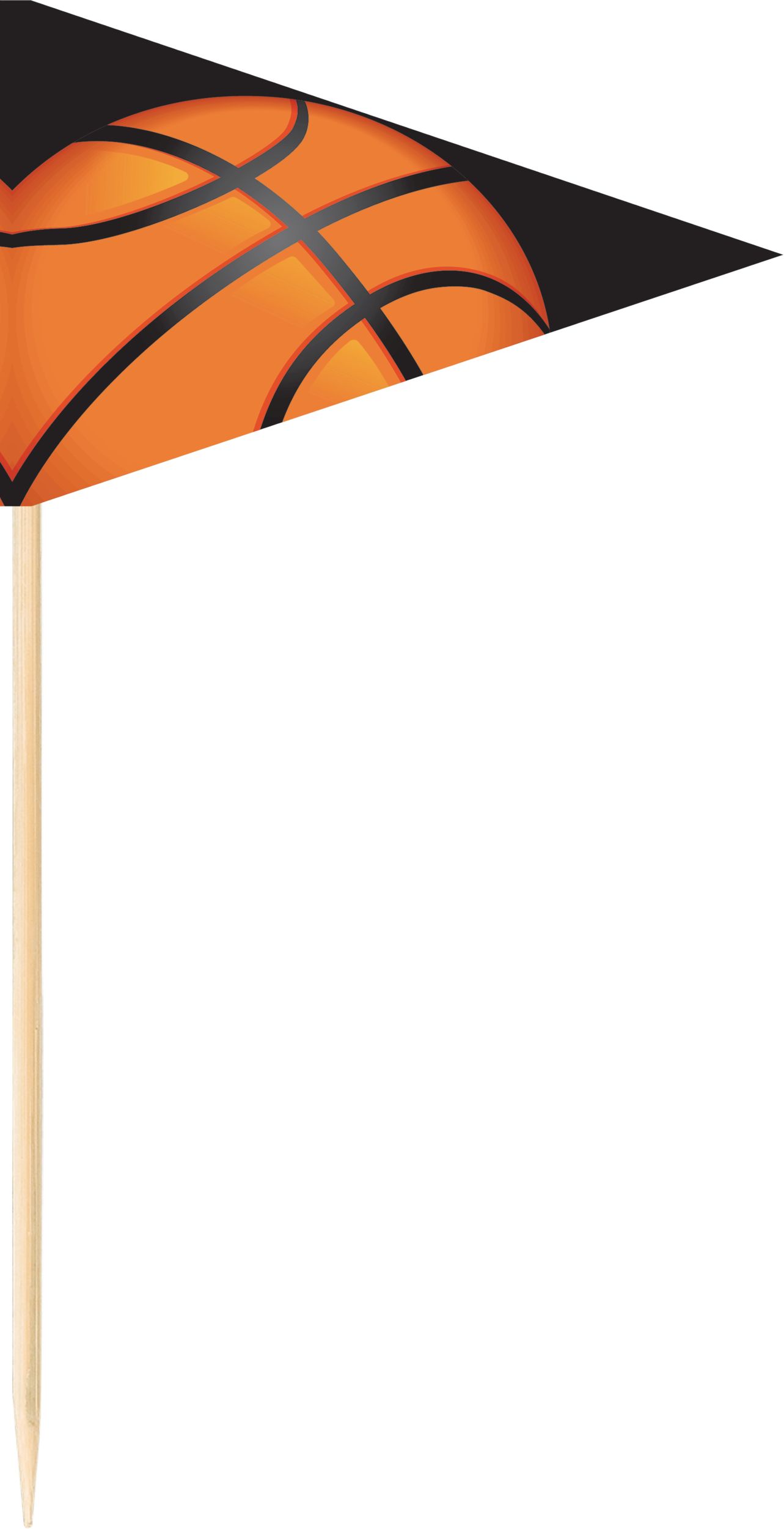 Basketball "Slam Dunk" Buffet Table Decorating Kit with Food Cards, Picks, Decorations & Banner, Orange/Black, 6-ft, 15-pk, for Sports Party Front_Flat