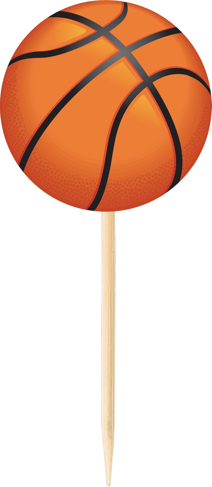 Basketball "Slam Dunk" Buffet Table Decorating Kit with Food Cards, Picks, Decorations & Banner, Orange/Black, 6-ft, 15-pk, for Sports Party Front_Flat