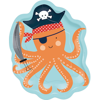 Assiettes à dessert jetables pour fête d'anniversaire, pieuvre pirate, paq. 8 Overhead_Flat