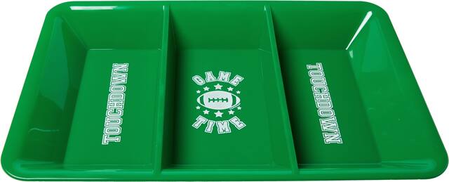 Go Fight Win Football Plastic Rectangular Platter Overhead_Plunge