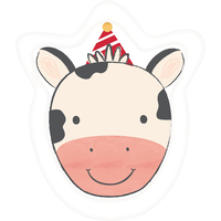 Friendly Farm Cow-Shaped Birthday Party Dessert Plates, 7-in, 8-pk Overhead_Flat