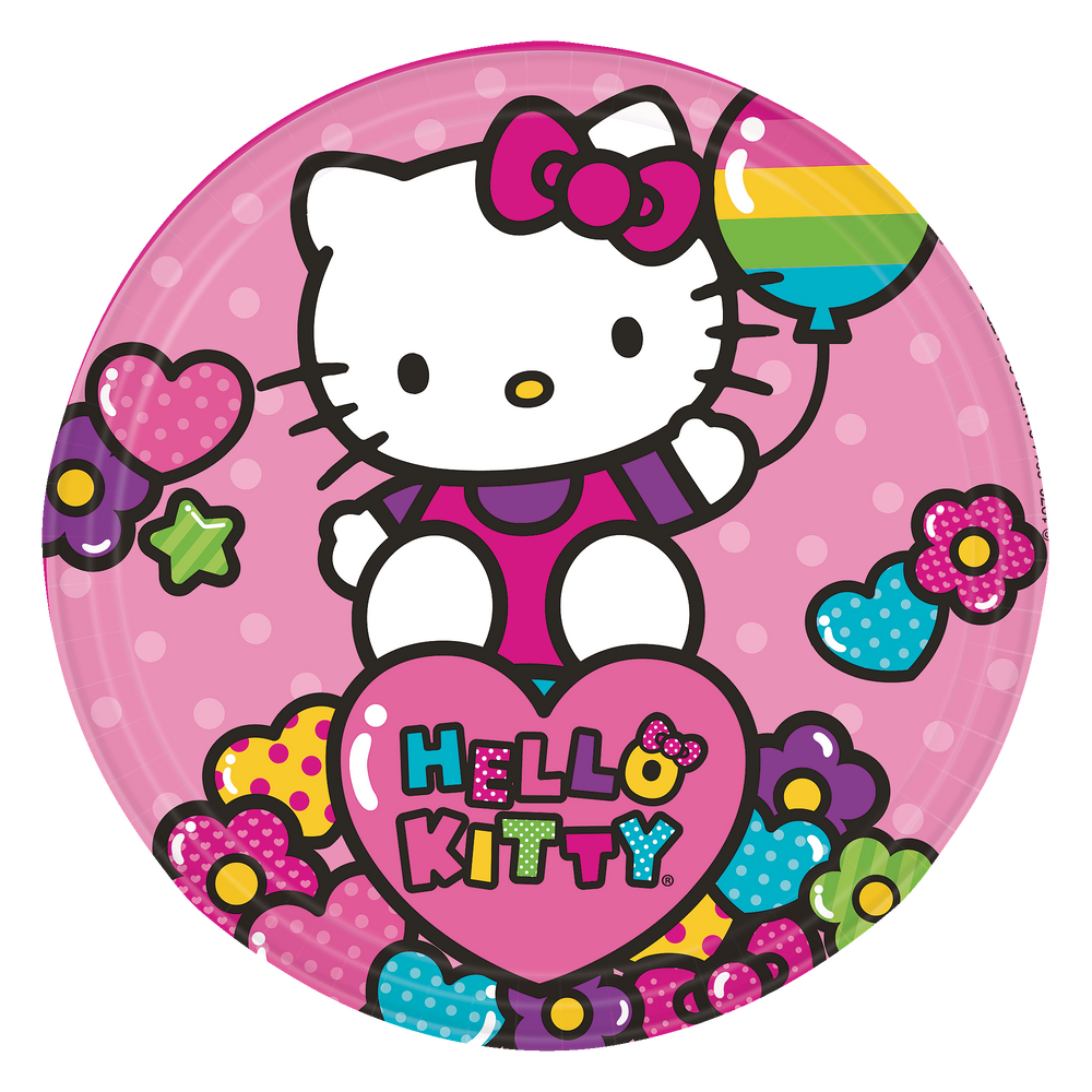 Un Autocollant Hello Kitty Avec Un Cercle Et Un Hello Kitty Dessus.