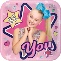 JoJo Siwa Birthday Party Small Square Dessert Plates, 7-in x 7-in, 8-pk Overhead_Flat