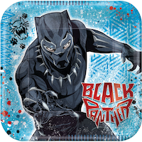 Black Panther Birthday Party Dessert Plates, 7-in, 8-pc Overhead_Flat