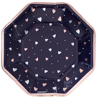 Metallic Navy Love Dessert Plates, 8-pk Overhead_Flat