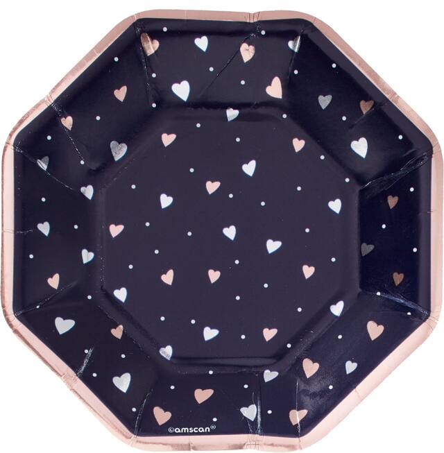Metallic Navy Love Dessert Plates, 8-pk Overhead_Flat