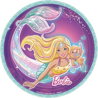 Iridescent Barbie Mermaid Dessert Paper Plates, 7-in, 8-pk Overhead_Flat