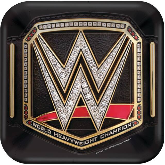 WWE Champion Dessert Plates,8-pc Overhead_Flat