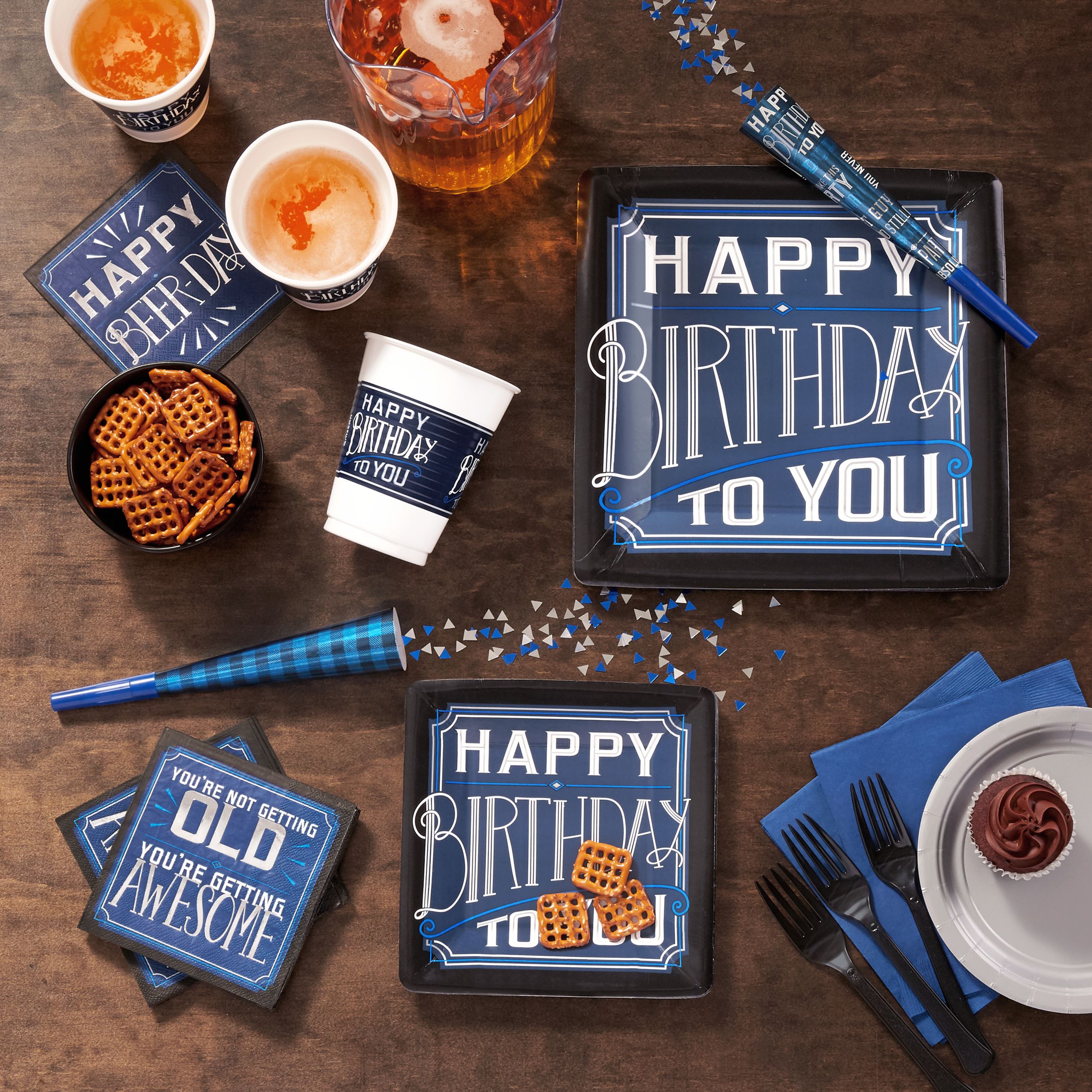 Happy Birthday Classic Dinner Plates, 8-pk Overhead_Flat