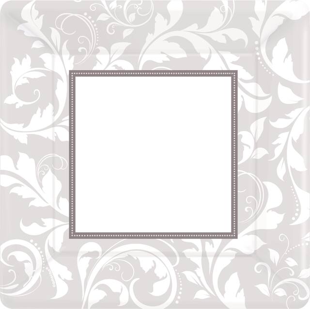 Grandes assiettes de mariage, argent, paq. 8 Overhead_Flat
