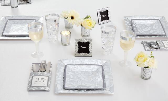 Wedding Dinner Plates, Silver, 8pk Party City