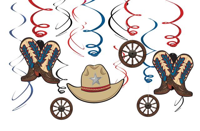 Décorations en spirale western Yeehaw paq. 6 Front_Flat