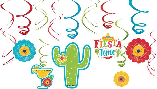Fiesta Time Swirl Decorations, 6-pc Front_Flat