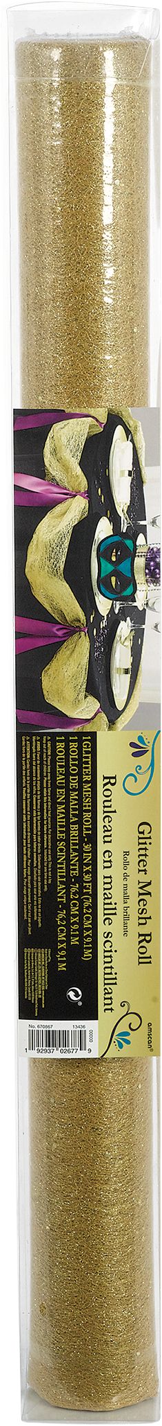 Glitter Gold Deco Mesh Front_Flat