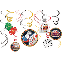 Roll the Dice "Casino Night" Swirl Hanging Decorations, Multi-Coloured, 10-in, 6-pk, for Game Night/Vegas/Birthday Party Front_Flat