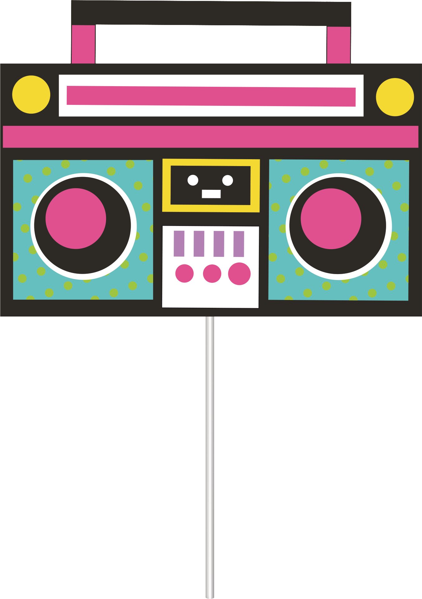 Awesome 80s Plastic Scene Setter Background Decoration with Photo Booth Props, White/Multi-Coloured, 65-in, 14-pk, for Halloween/Retro/Vintage Party Front_Flat