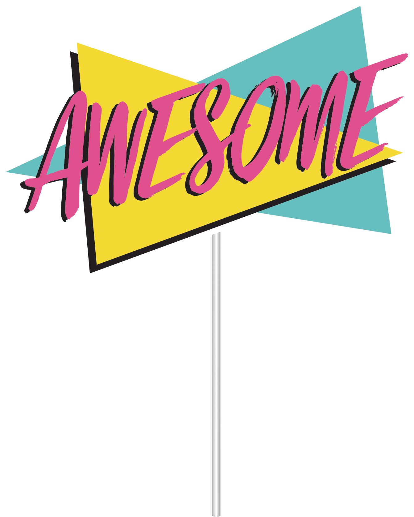 Awesome 80s Plastic Scene Setter Background Decoration with Photo Booth Props, White/Multi-Coloured, 65-in, 14-pk, for Halloween/Retro/Vintage Party Front_Flat