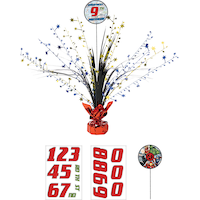 Disney Marvel Avengers DIY Customizable Metallic Tinsel Spray Burst Centerpiece Table Decoration, Red/Blue, 18-in, for Birthday Party