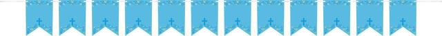 Sacraments "God Bless" DIY Customizable Pennant Hanging Garland Banner Decoration, Blue, 26-ft, 120-pk, for First Communion/Religious Party Front_Flat
