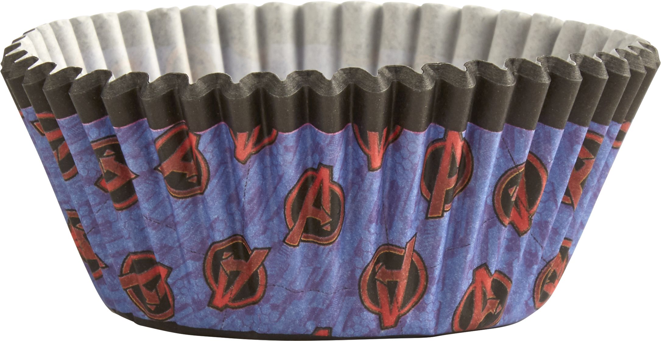 Disney Marvel Avengers Hulk/Black Panther/Iron Man Cupcake Decorating Kit with Baking Cups & Picks, Blue/Red, 2-in, 48-pk, for Birthday Party Front_Elevated