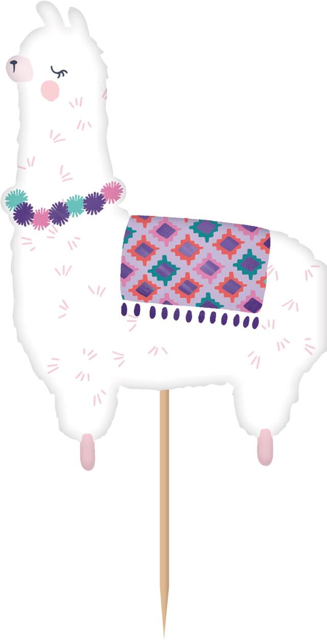 Décorations à petits gâteaux pour fête d'anniversaire Lama amusant, paq. 72 Front_Flat