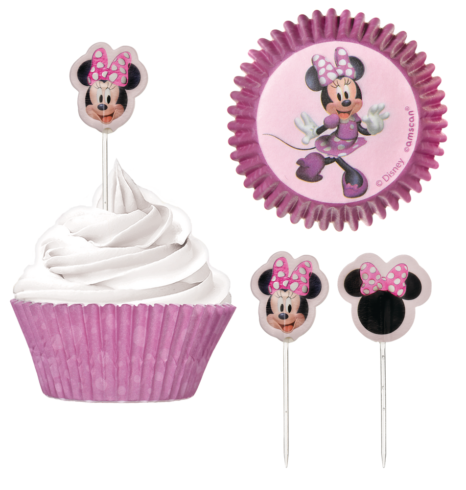 Décorations à petits gâteaux pour fête d'anniversaire Disney Minnie Mouse  Forever, paq. 48