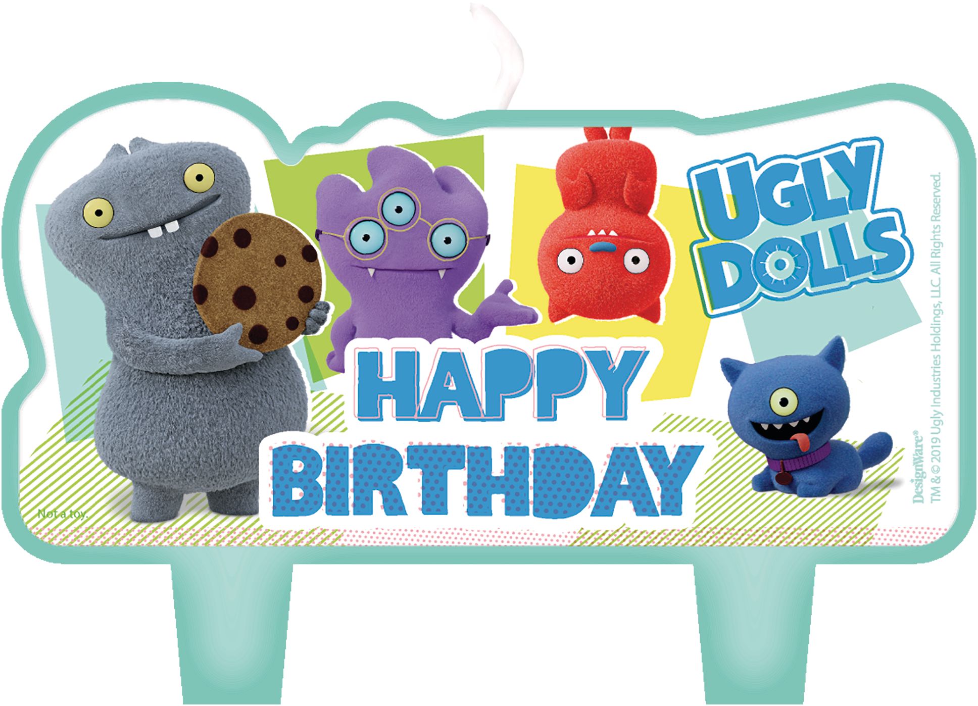 Ugly Dolls "Happy Birthday" Wax Candle Set, Multi-Coloured, 4.5-in, 4-pk, for Birthday Party Front_Flat