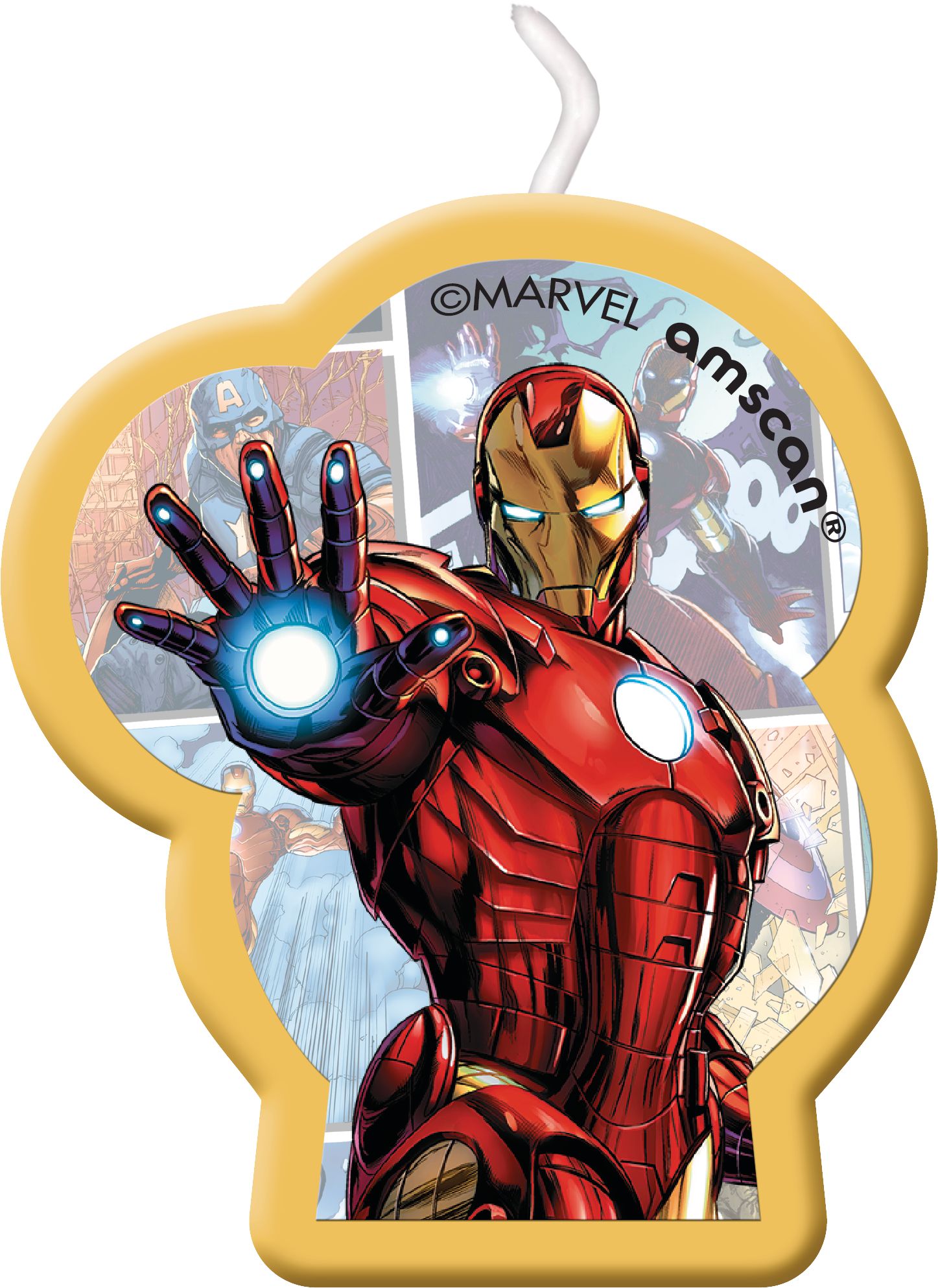 Disney Marvel Avengers "Happy Birthday" Hulk/Iron Man/Black Panther Wax Candle Set, Multi-Coloured, 2.25-in, 4-pk, for Birthday Party Front_Flat