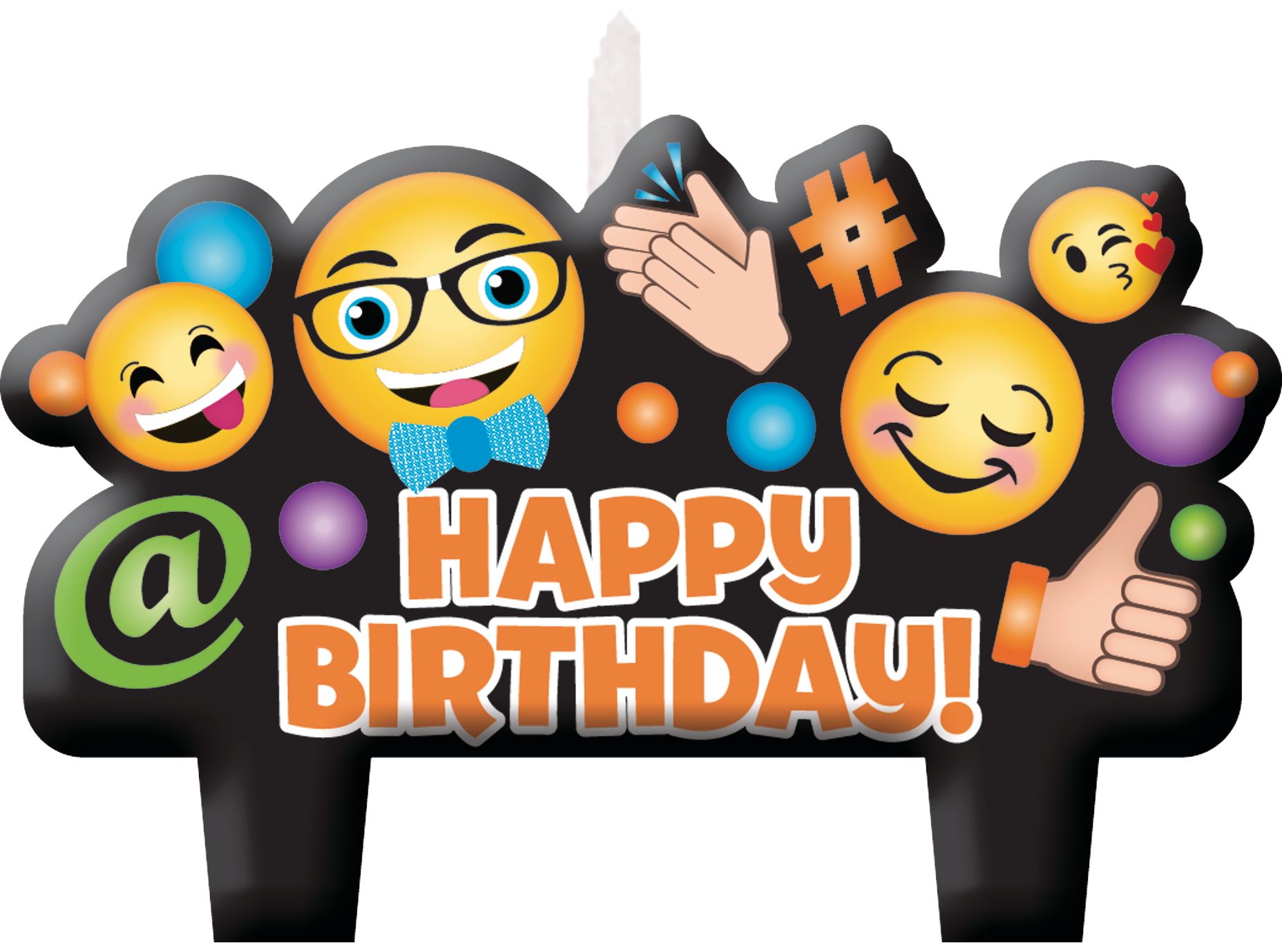 Bougies d'anniversaire Smiley, paq. 4 Front_Flat