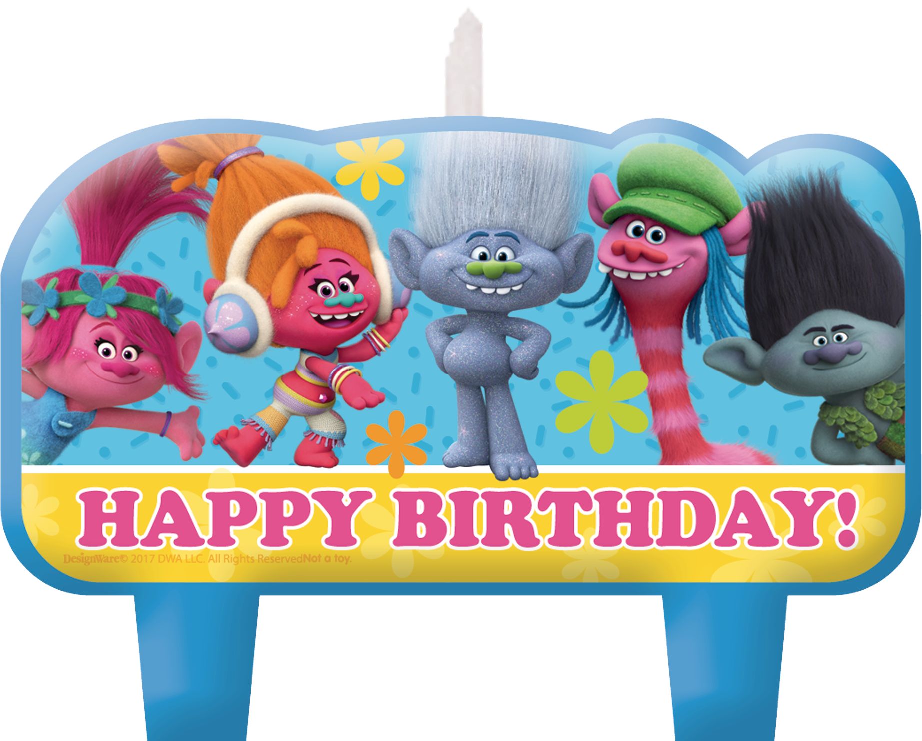 Bougies d'anniversaire Trolls, paq. 4 Front_Flat