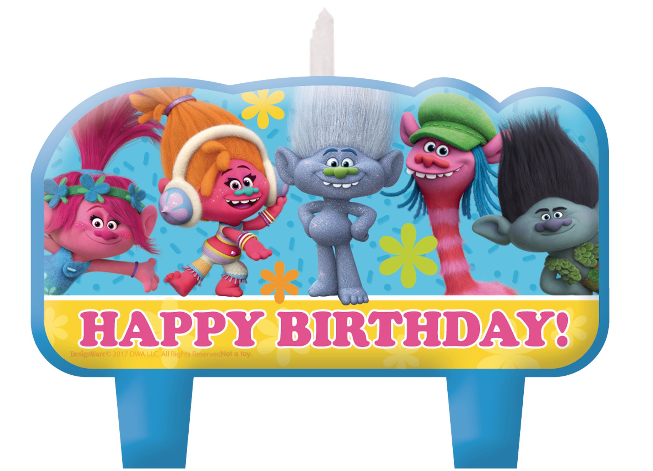 Bougies d'anniversaire Trolls, paq. 4 Front_Flat