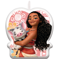 Disney Moana & Pua Wax Candle, Orange, 3.5-in, for Birthday Party