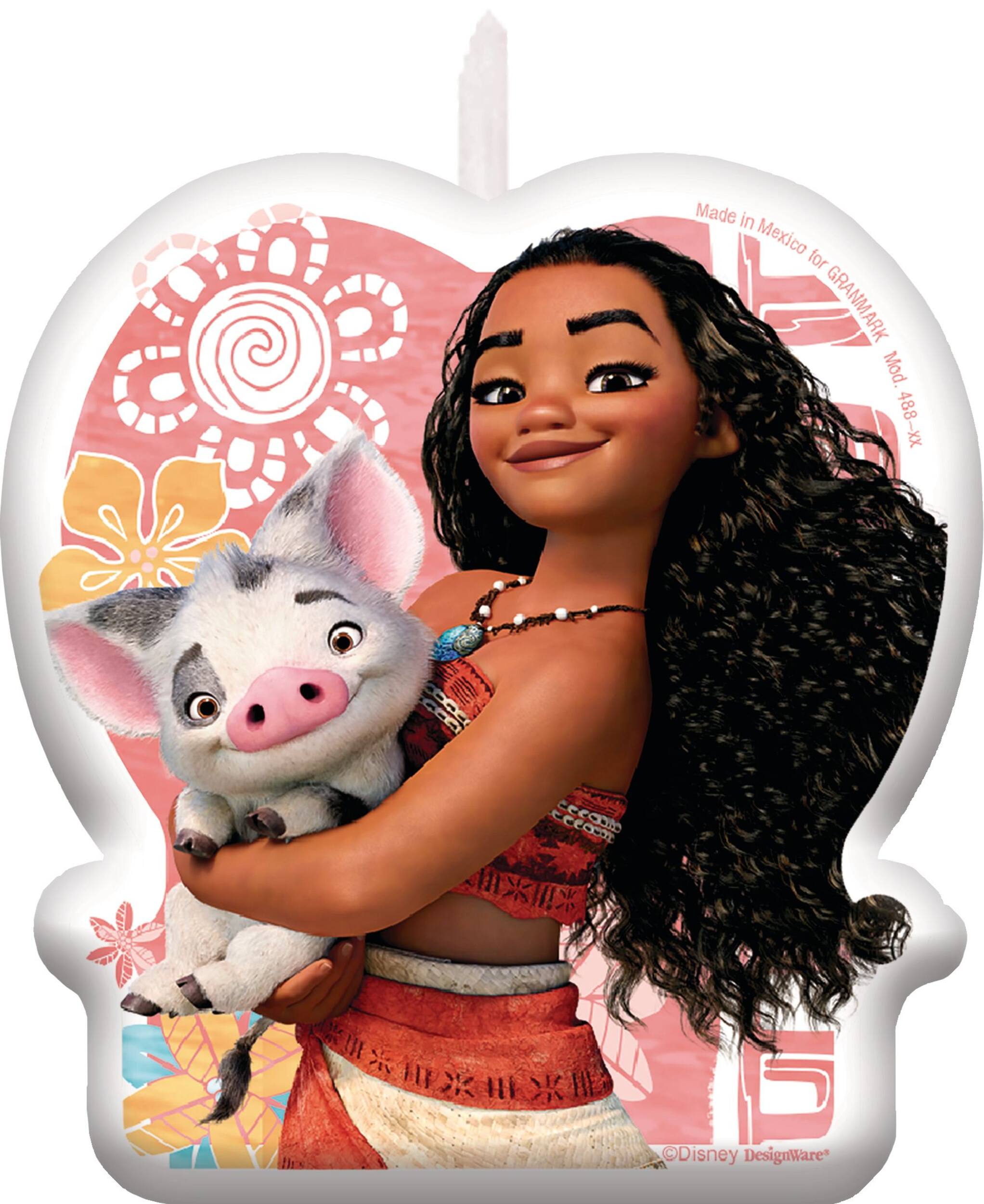 Disney Moana & Pua Wax Candle, Orange, 3.5-in, for Birthday Party Front_Flat