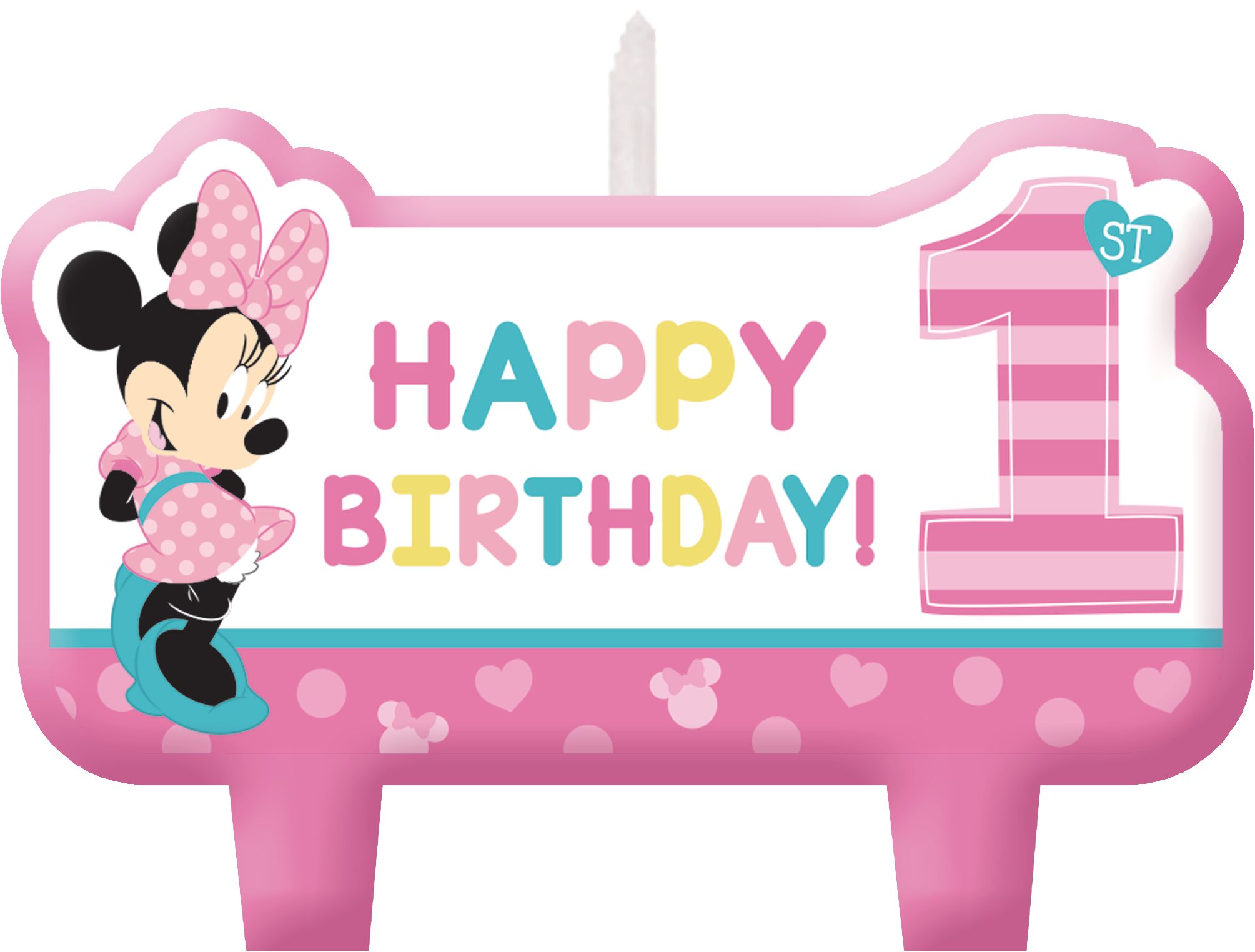 Disney Minnie Mouse 1st Birthday Candles, 4-pc Front_Flat