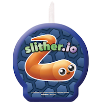 Slither.io Wax Candle, Blue/Orange, 2.4-in, for Birthday Party Front_Flat