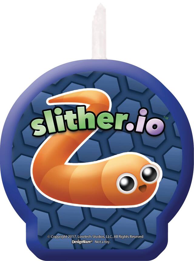 Slither.io Wax Candle, Blue/Orange, 2.4-in, for Birthday Party Front_Flat