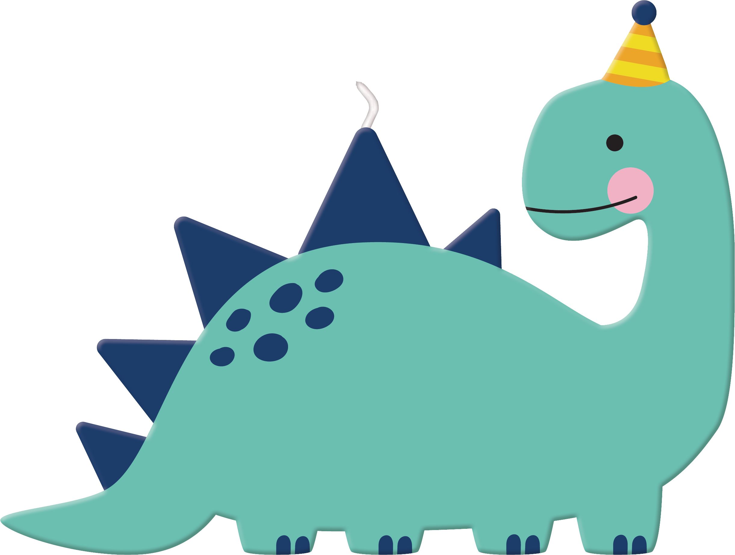 Dino-Mite Dinosaur Wax Candle, Blue, 4.5-in, for Birthday Party Front_Flat