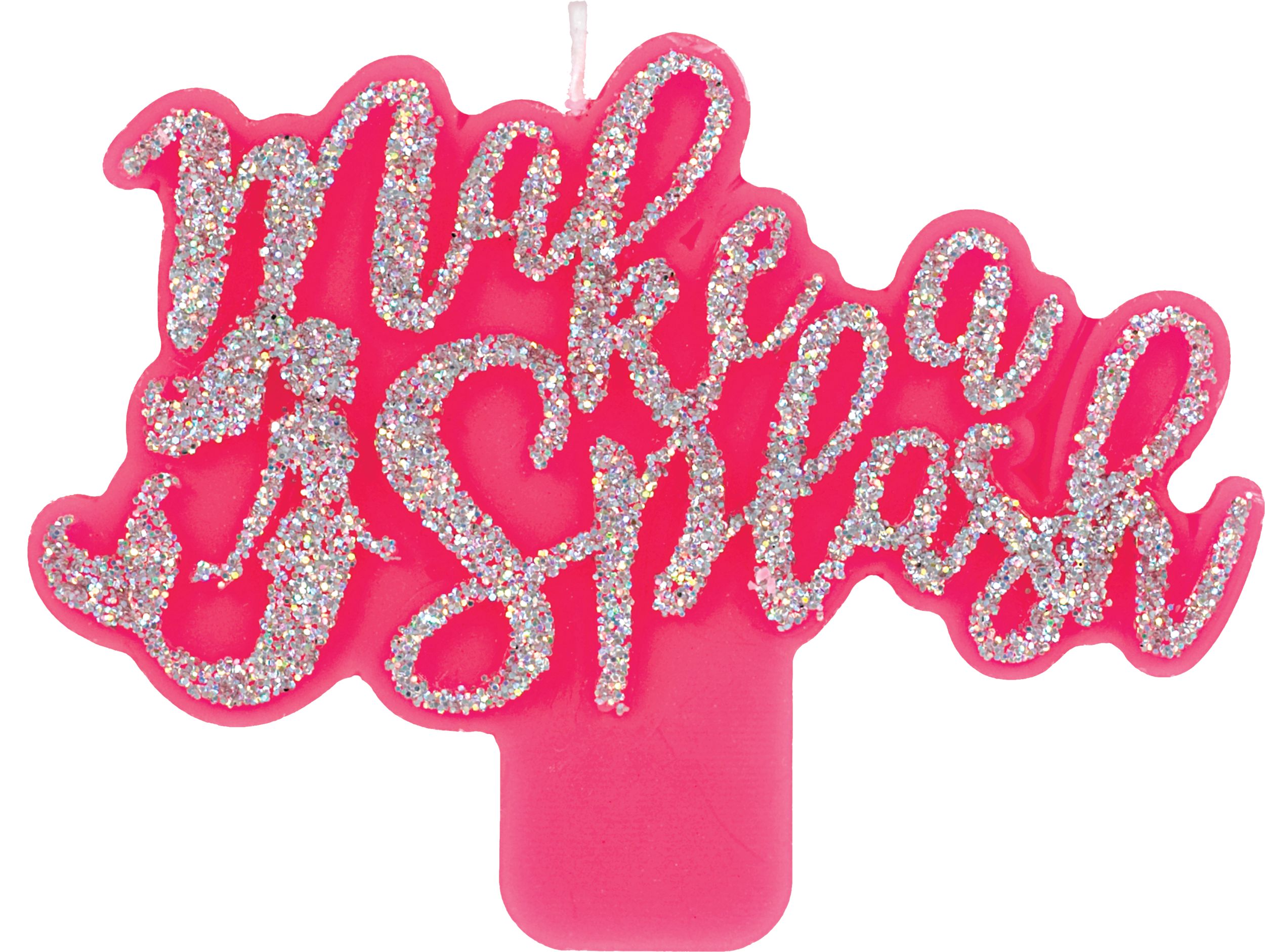 Glitter Barbie Mermaid "Make a Splash" Birthday Candle, Pink Front_Flat