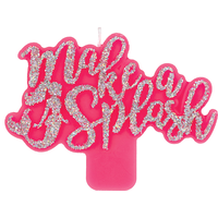 Glitter Barbie Mermaid "Make a Splash" Birthday Candle, Pink Front_Flat