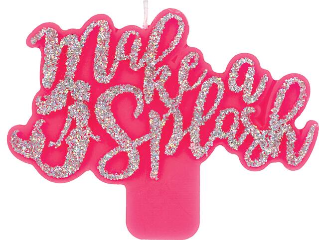Glitter Barbie Mermaid "Make a Splash" Birthday Candle, Pink Front_Flat