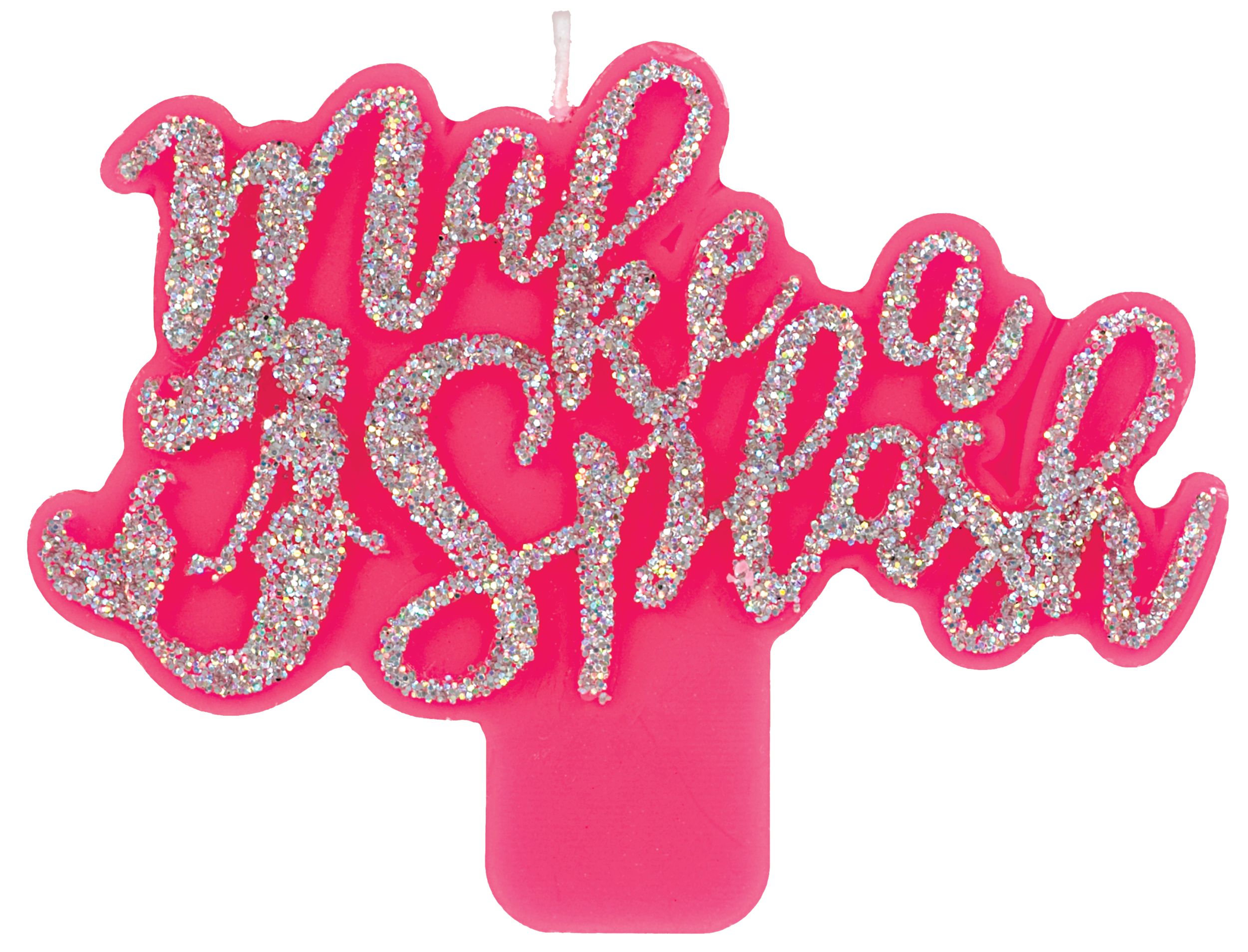 Glitter Barbie Mermaid "Make a Splash" Birthday Candle, Pink Front_Flat