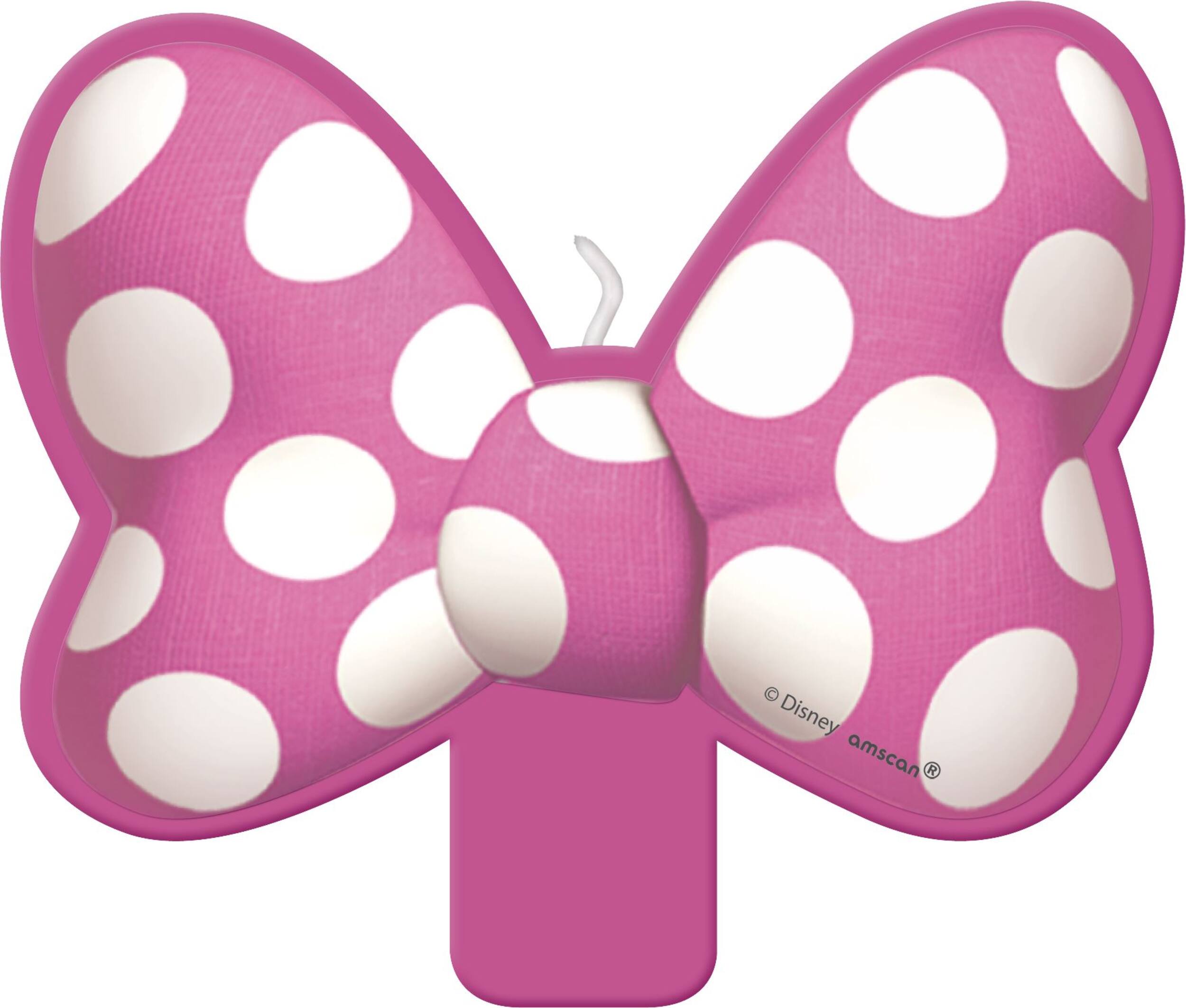 Disney Minnie Mouse Bow Wax Candle, Pink, 4-in, for Birthday Party Front_Flat