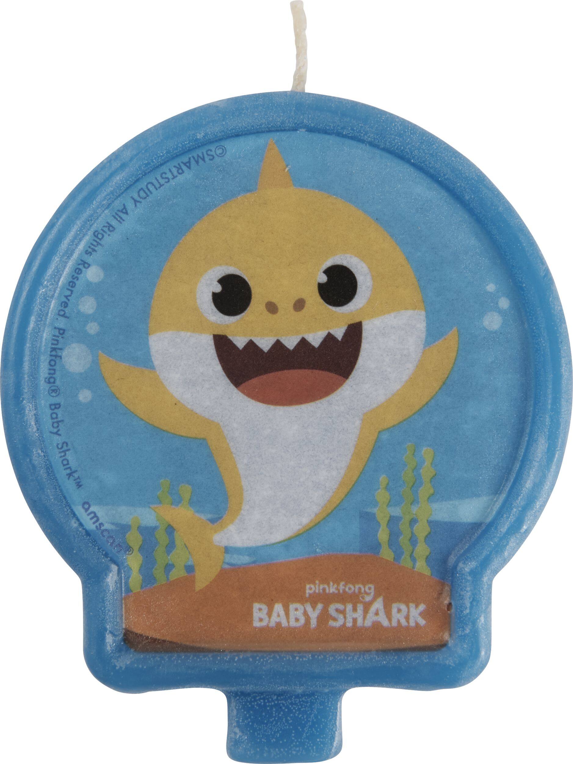 Baby Shark Wax Candle, Blue/Yellow, 2.4-in, for Birthday Party Front_Elevated
