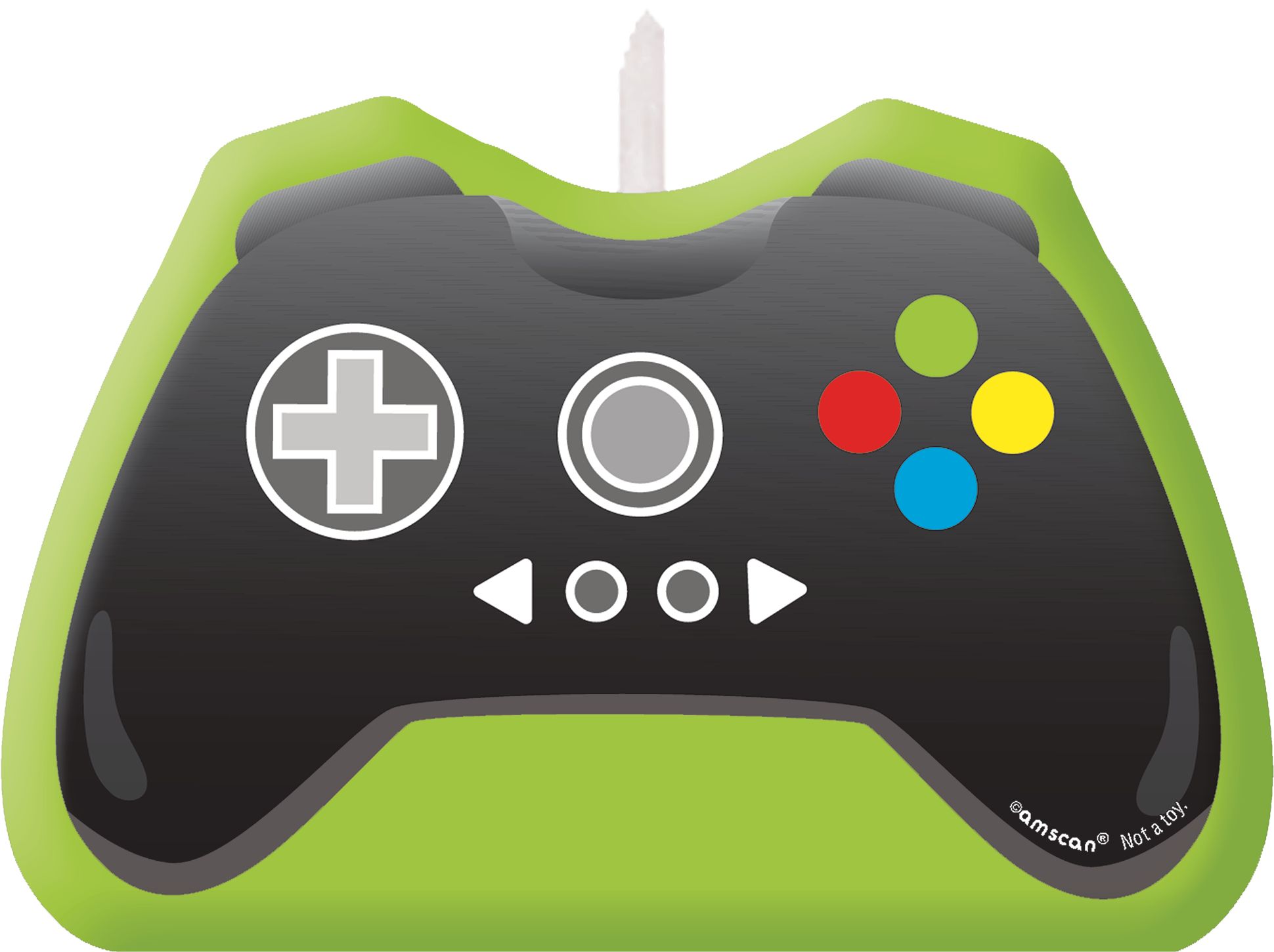 Level Up Game Controller Wax Candle, Green/Black, 4.5-in, for Birthday Party Front_Flat