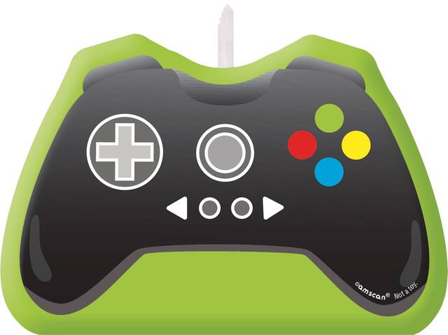 Level Up Game Controller Wax Candle, Green/Black, 4.5-in, for Birthday Party Front_Flat