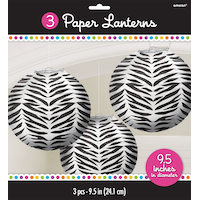 Zebra Paper Lanterns, 3-pk Front_Flat