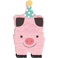 Friendly Farm Pig Birthday Party Mini Pinata Decoration Front_Flat