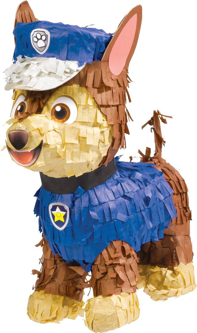 Nickelodeon PAW Patrol Chase Pinata Hanging Decoration, Blue/Brown, 7.7-in, for Birthday Party Front_Angled_Left