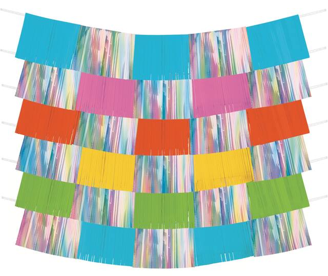 Banderoles à franges multicolores irisées, 9&nbsp;pièces Front_Flat