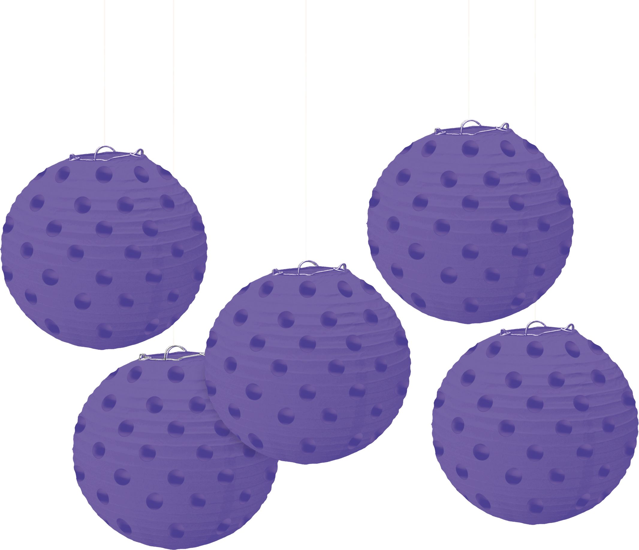 Mini lanternes en papier à pois, paq. 5 Front_Flat